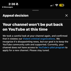 Banned on youtube