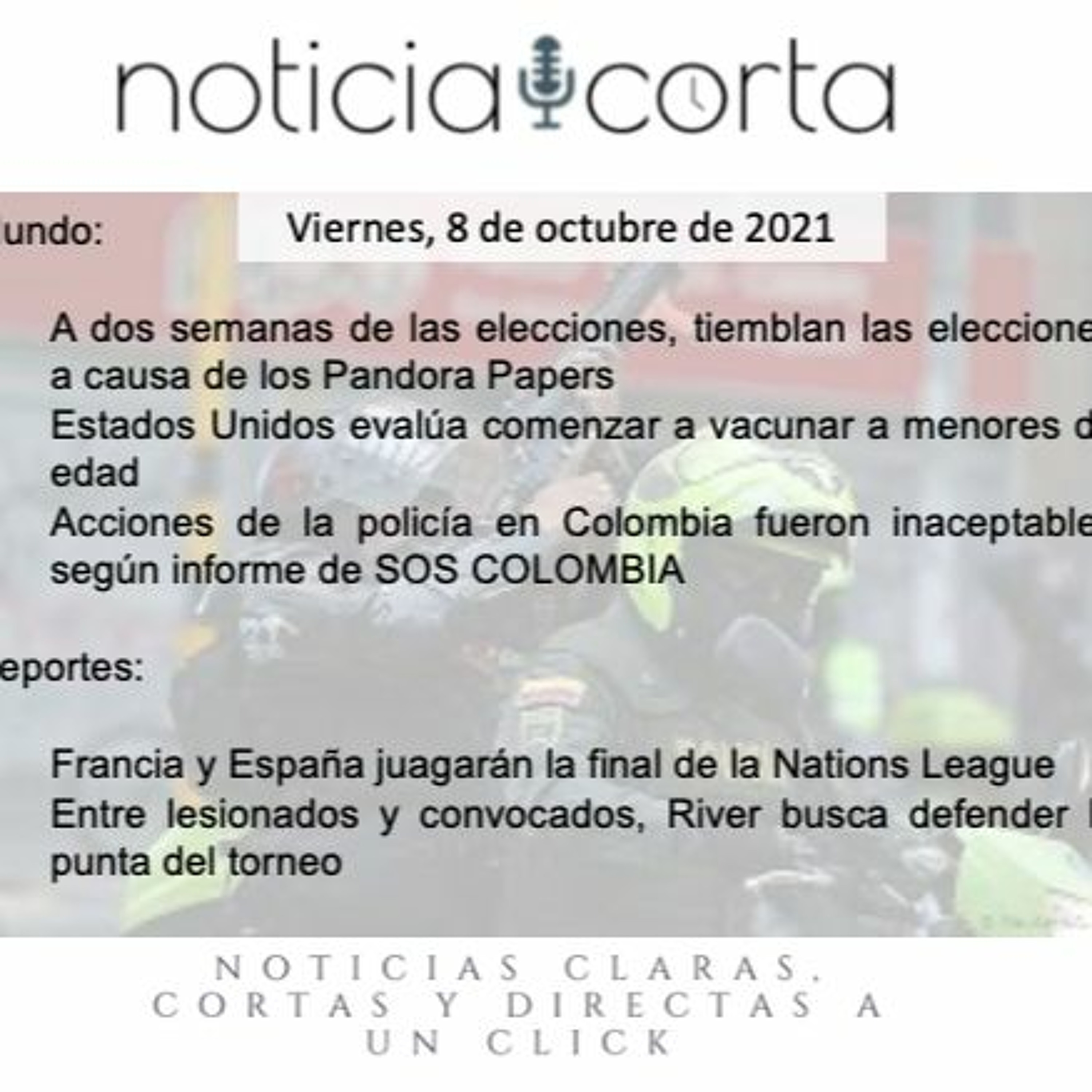 Noticia Corta, Viernes 8 De Octubre De 2021