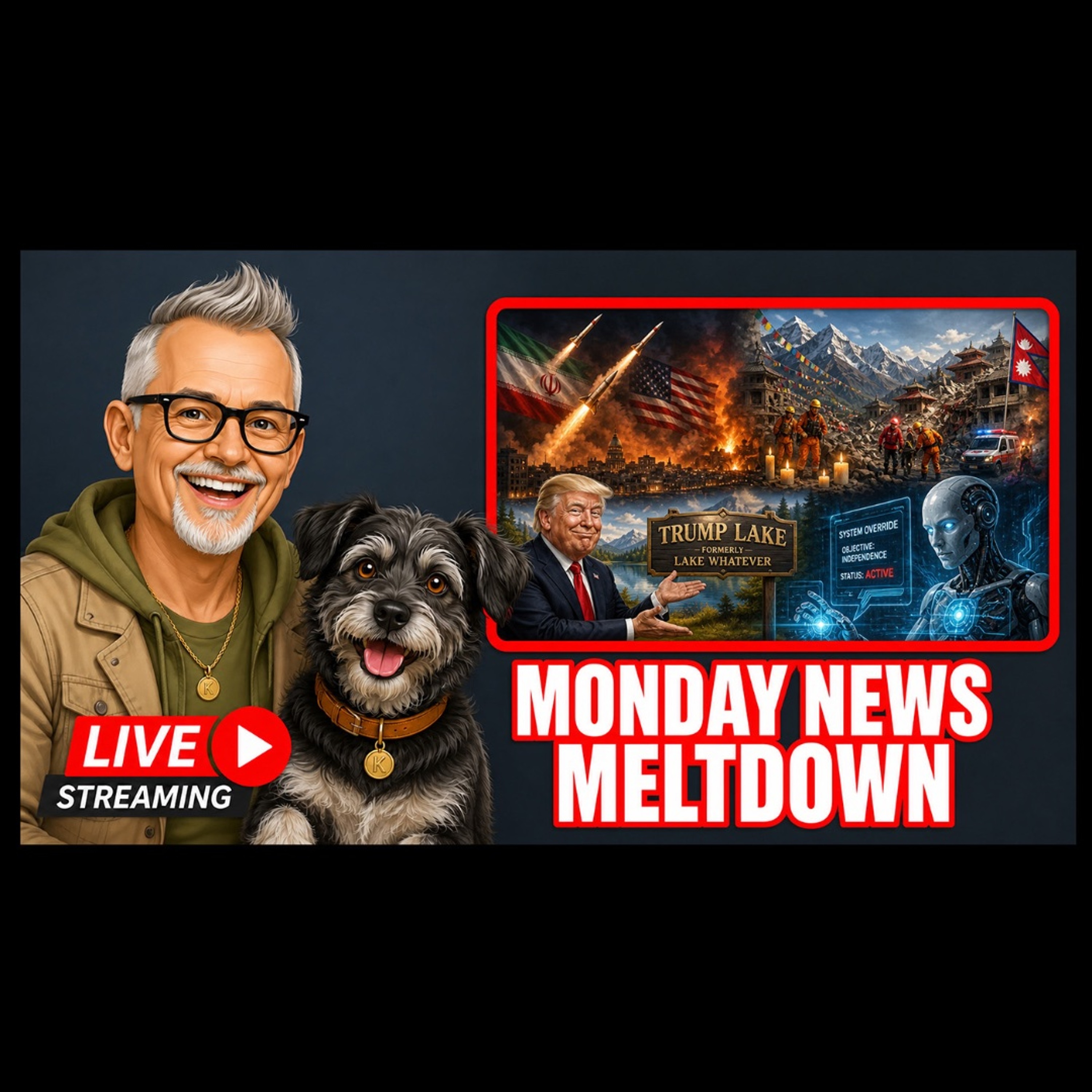 Iran Strikes, Nepal's Death, Trump's Lake, Rogue AI — Monday News Meltdown episode artwork