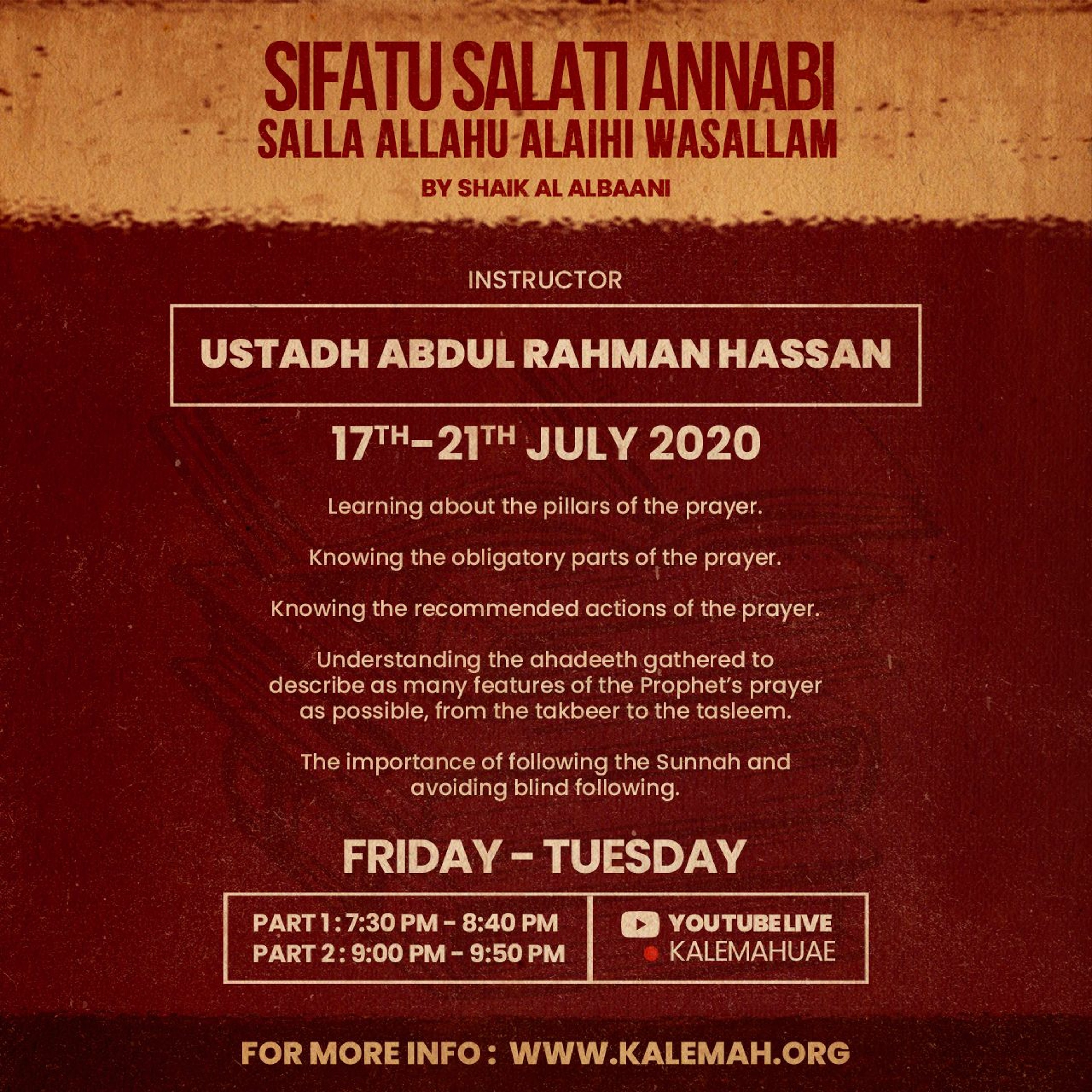 16 Days Dawrah Ilmiyyah |The Prophet’s Prayer Described (PBUH) by Shaik Al Albaani| Day 11