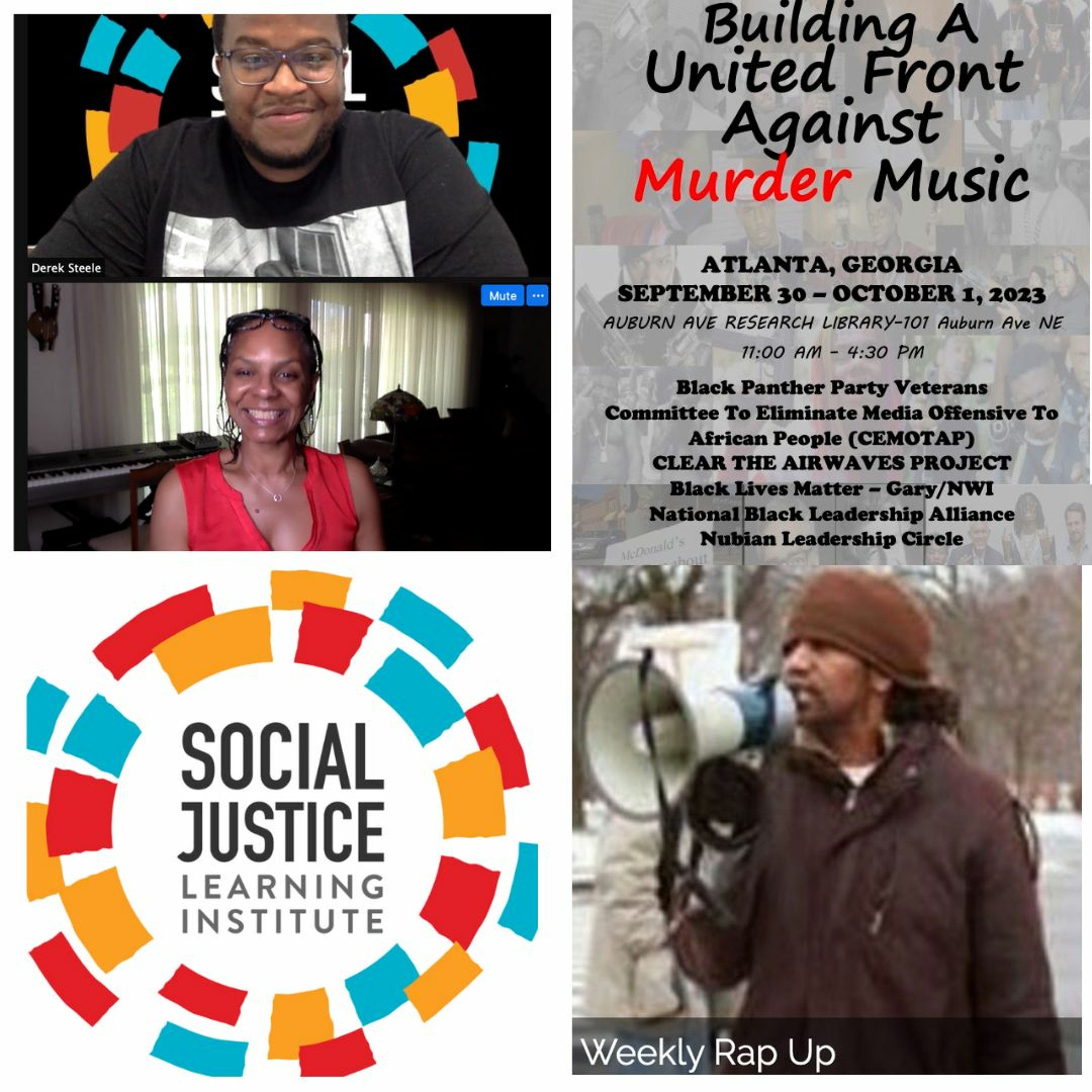 KPFK Conversation Piece -Social Justice Learning Institute; United Front Against Murder Music episode artwork