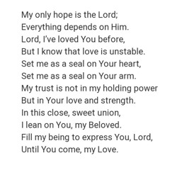 My only hope is the Lord