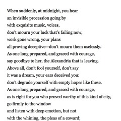 357 The God Abandons Antony by C P Cavafy