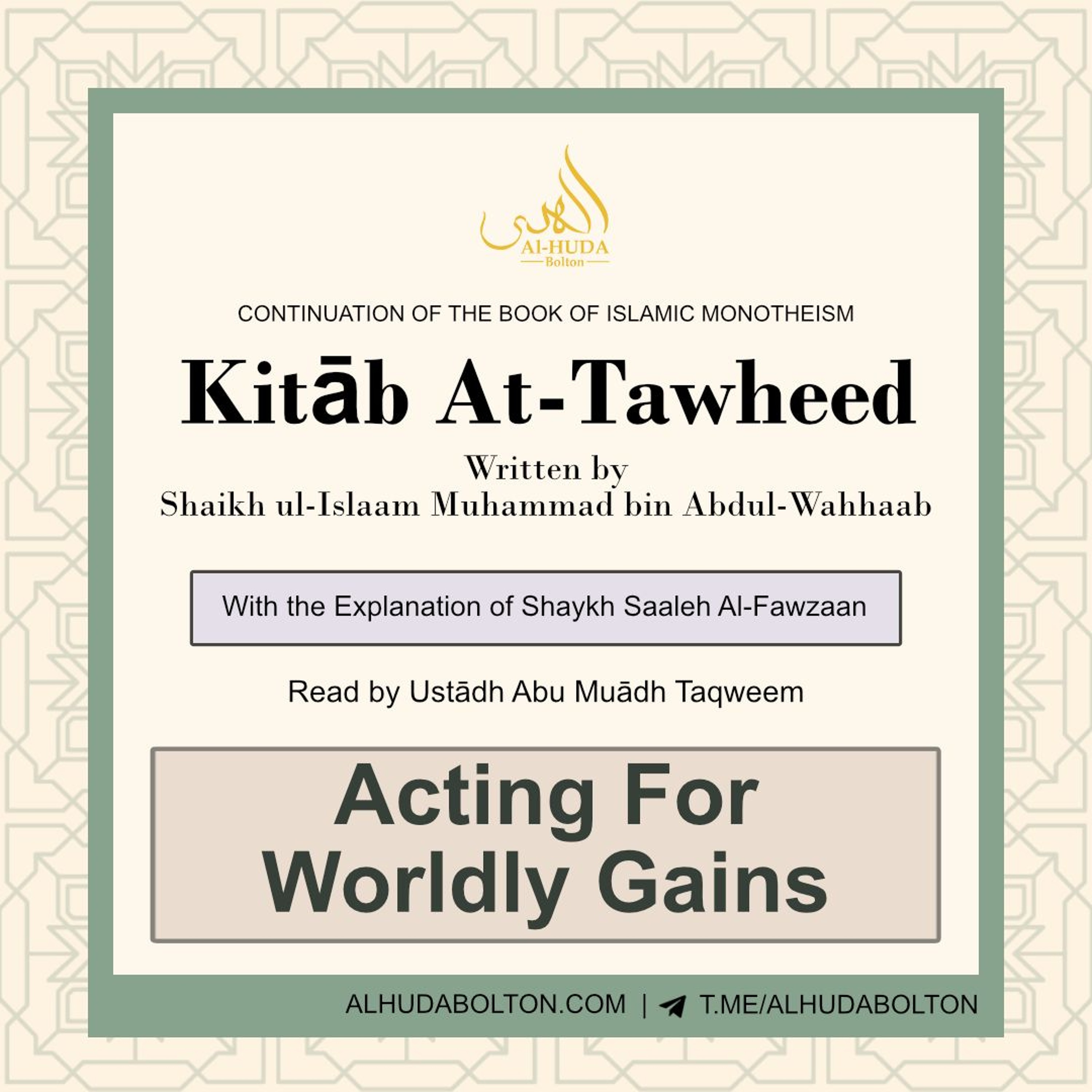Chapter 37: Acting For Worldly Gains