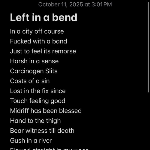 You thought of me;I fantasize//You thought of hiding;My nostrils flare (DEMO MASTER)