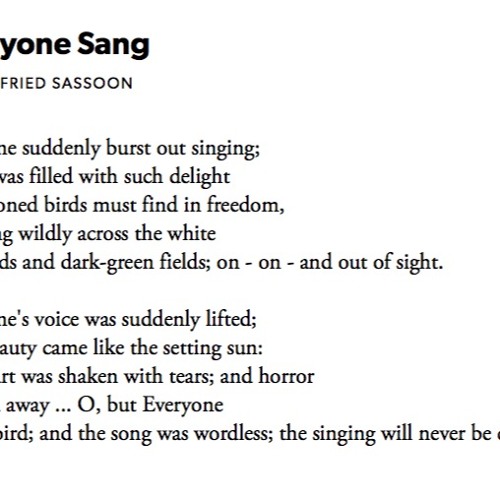 28 Everyone Sang by Siegfried Sassoon