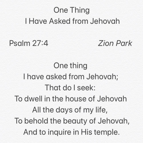 Psalm 27:4 | One thing I have asked from Jehovah | Melody #2 by Zion (’20. 12)