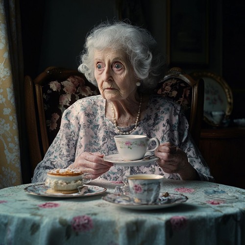 Malvert Pee Red - Grandmother Enjoying Her Afternoon Tea