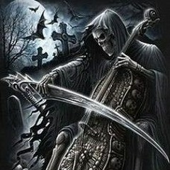 fucking skeleton using a fucking scythe to play the fucking cello