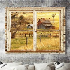 Rustic Window With Old Barn Canvas Print