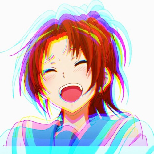 Premium AI Image | Cute Anime Girl Laughing Bun Hair Blue Background-demhanvico.com.vn