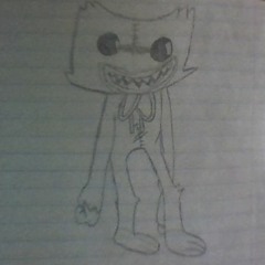 he's name is Huggy! huggy wuggy! when he hugs you he'll never stop!