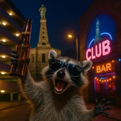 Zwischen Parkhauswand und Club (Waschbär Kassel)