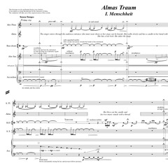 Almas Traum, for flute, accordion, saxophone, percussion and mezzosoprano