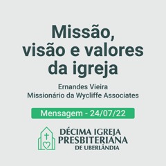 Missão, visão e valores da igreja