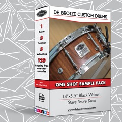 De Broize Snare Drum Sample - 14x5.5 - Black Walnut - High Tuning Demo - Unprocessed