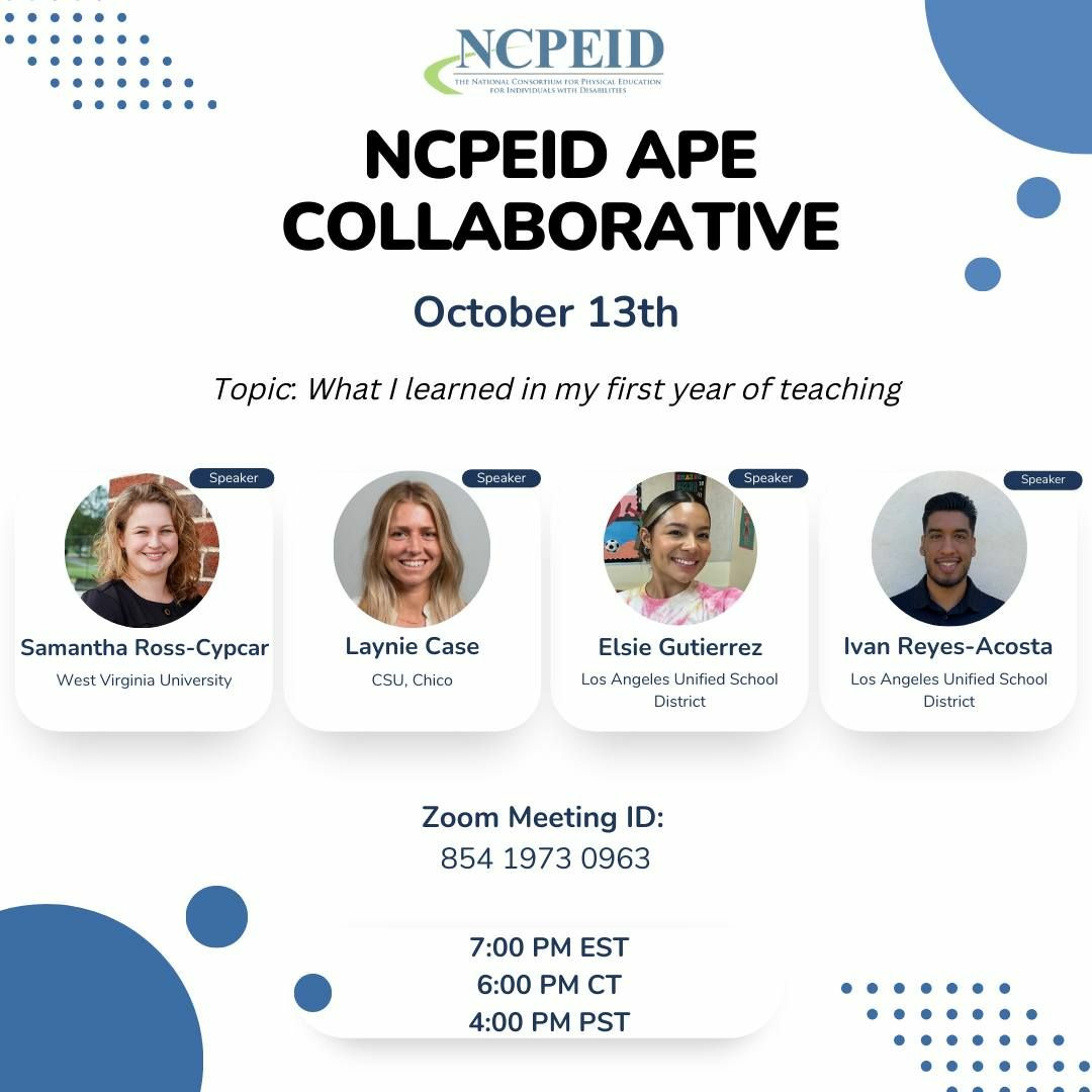 October 2023 NCPEID Collaborative: "What I learned in my first year of teaching"