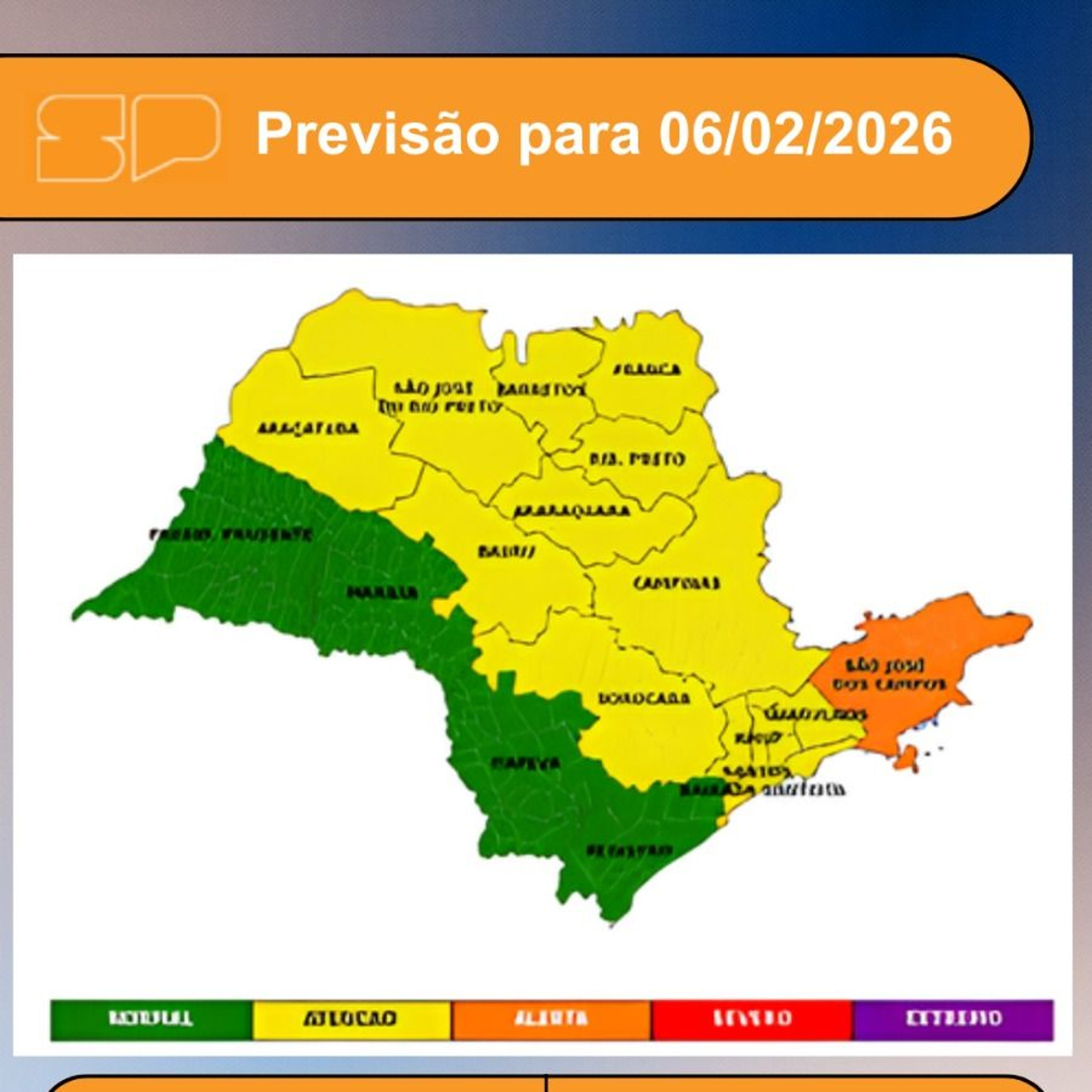 Defesa Civil - Sexta-feira, dia 06/02/2026, o dia será marcado pelo Sol entre muitas nuvens