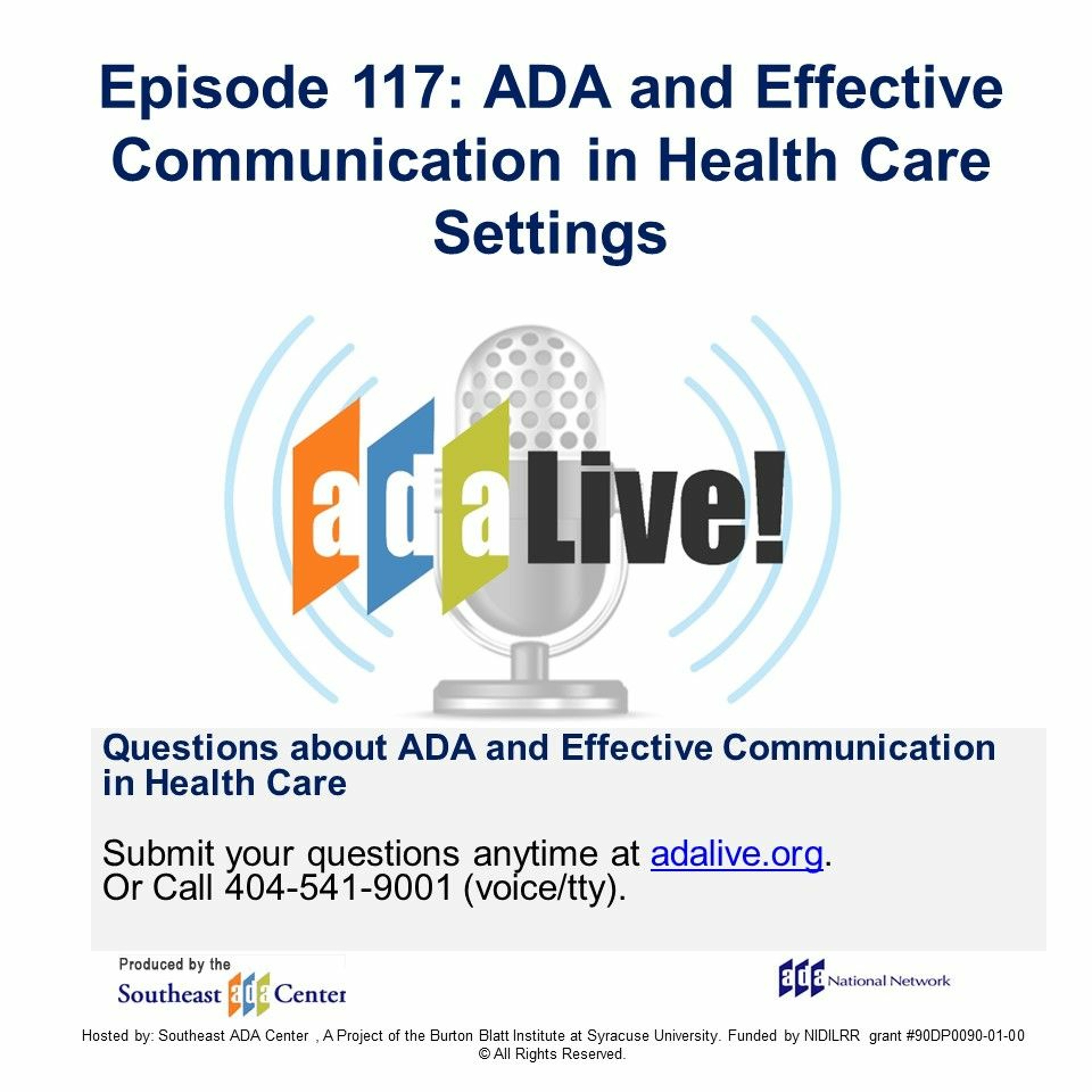 Episode 117: ADA and Effective Communication in Health Care Settings with the Department of Justice episode artwork