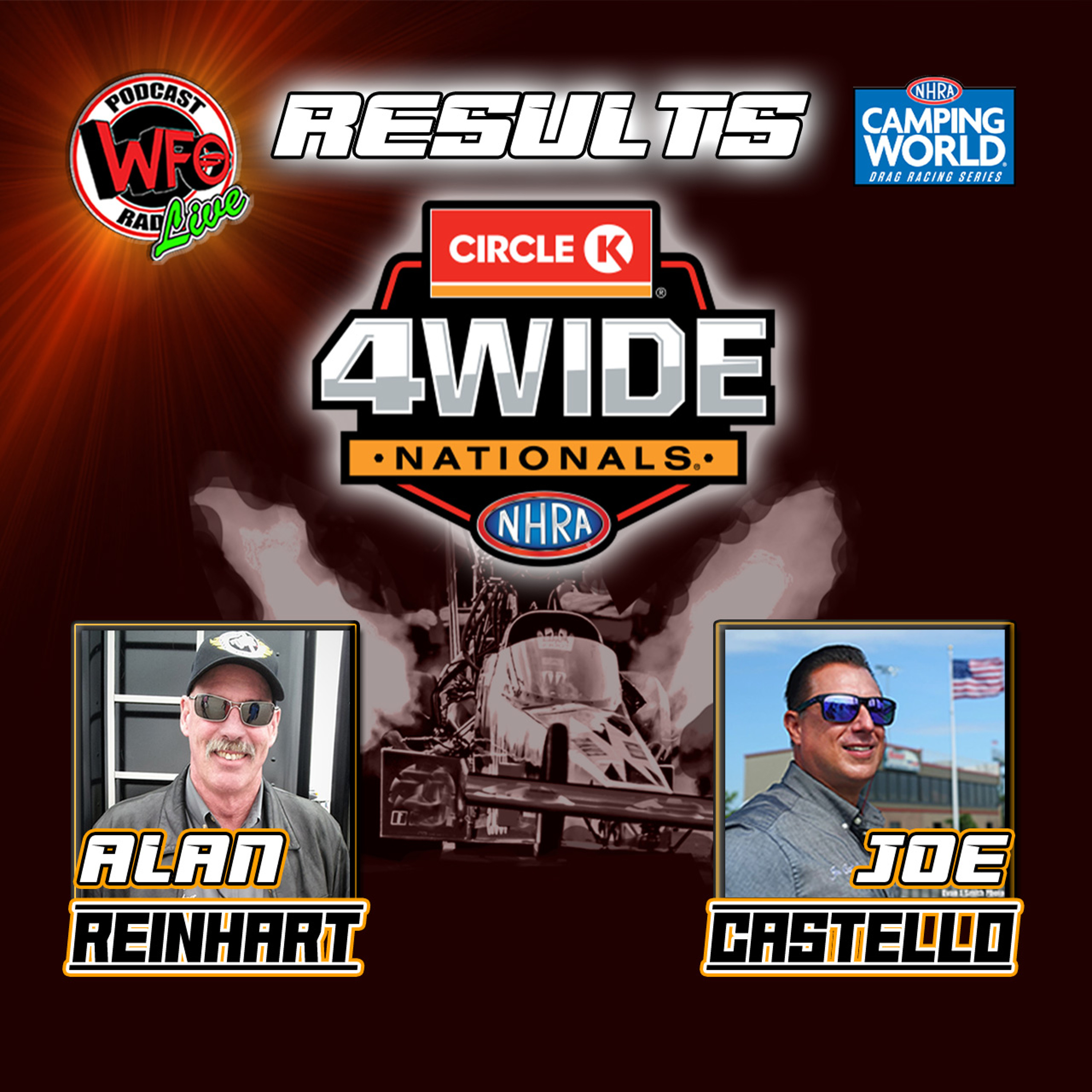 Circle K 4-Wide NHRA Nationals results with Alan Reinhart and Joe Castello 5/3/2022