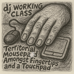 DJ working class: territorial mousepad amongst fingertips and a touchpad.