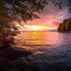 autumn sun on the low horizon
