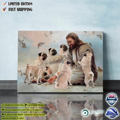 God surrounded by Pug angels poster