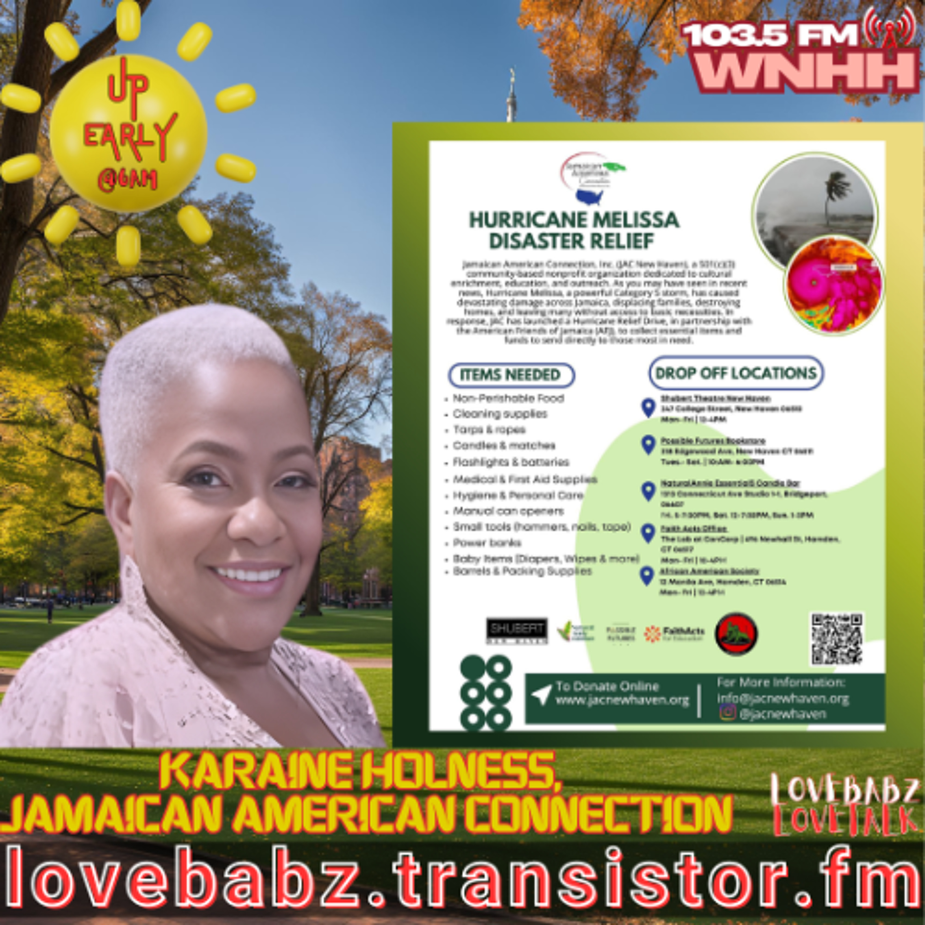 Up Early with LBLT: Karaine Holness, JAC (Jamaican American Connection) - Hurricane Melissa Disaster Relief episode artwork