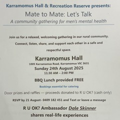 Gwenda Metzke on the Mate to Mate: Let's Talk lunch at the Karramomus Hall & Recreation Reserve