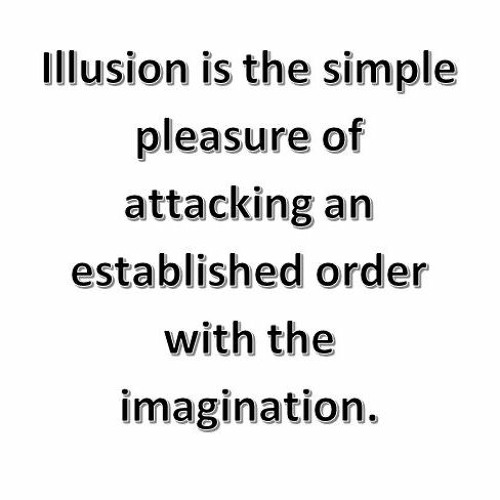 Illusion Is The Simple Pleasure Of Attacking An Established Order With The Imagination.