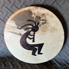 Elk Hide 15” Round Drum With Kokopelli Drawing