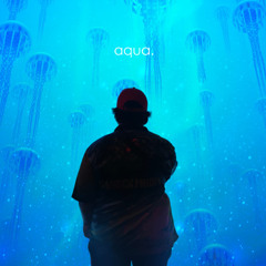 aqua. (w/ rain background)