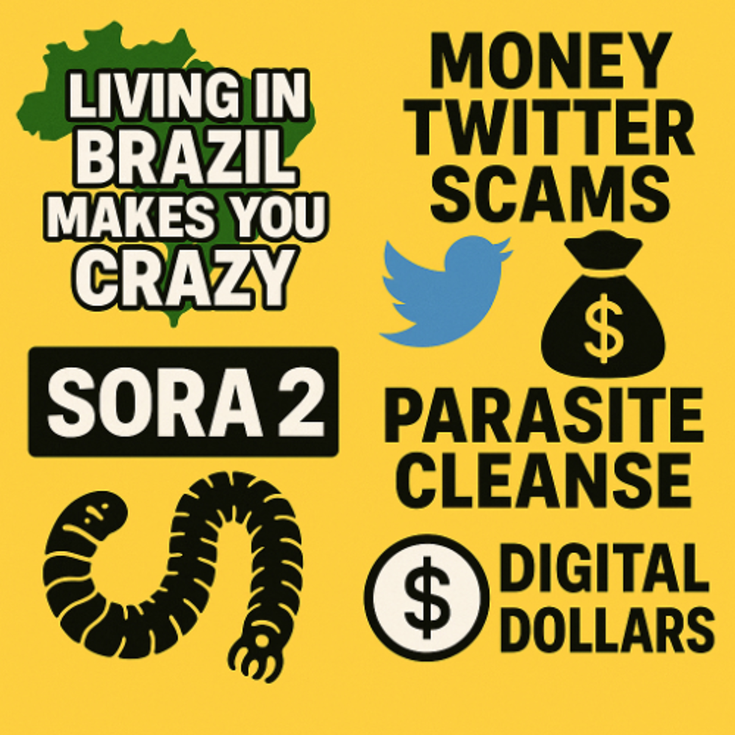 Living In Brazil Makes You Crazy, Money Twitter Scams, Sora 2, Parasite Cleanse, Digital Dollars