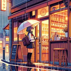 i'm buying coffee on a rainy afternoon
