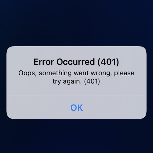 Error Occurred（401）