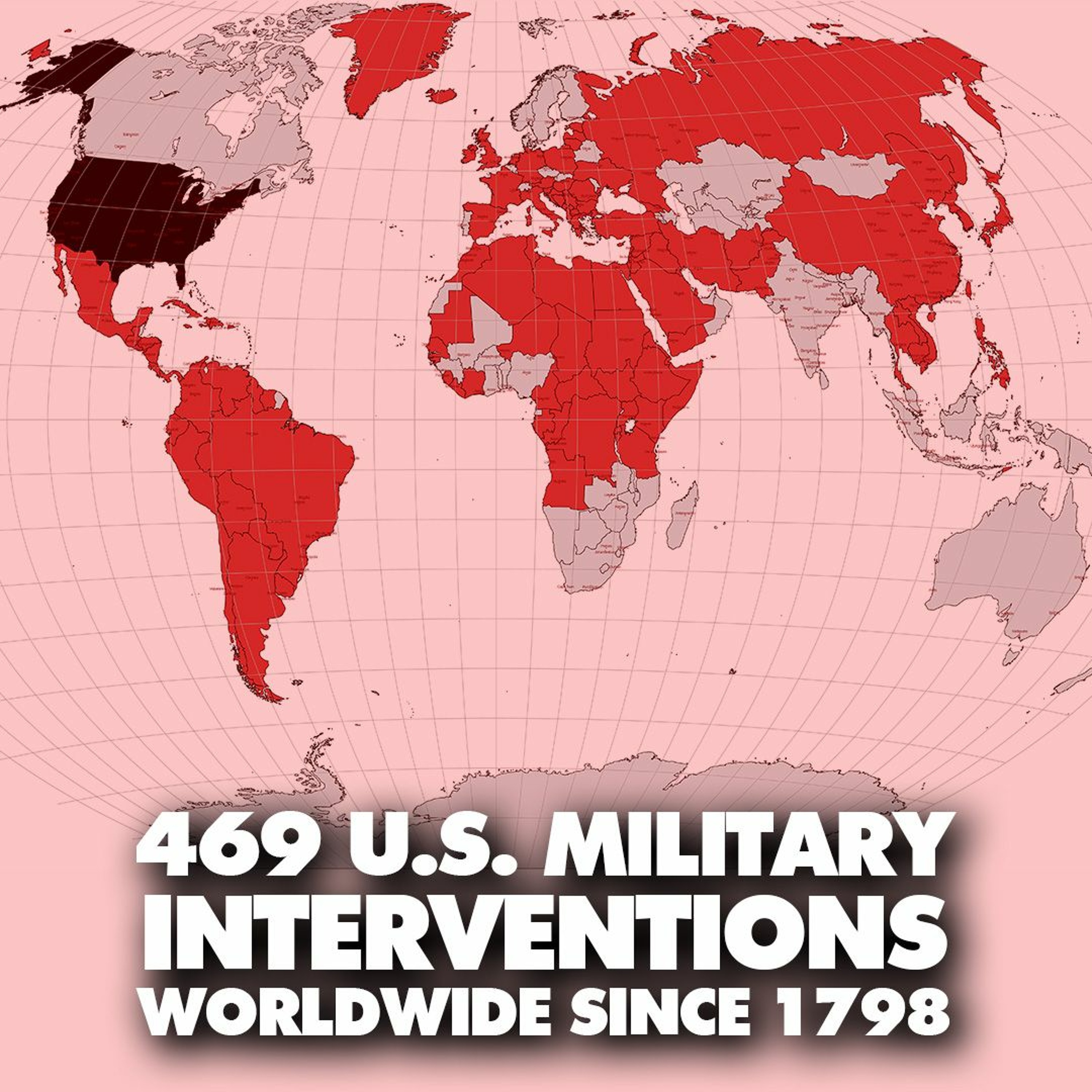 US launched 251 military interventions since 1991, and 469 since 1798