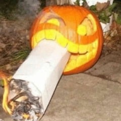 Bad ass pumpkin smoking a fat ass blunt