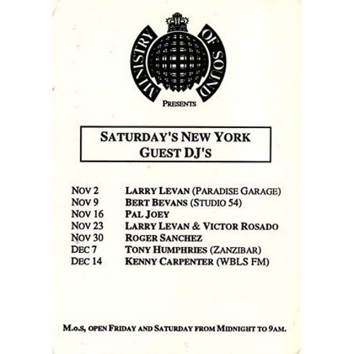 Stream Pal Joey Ministry Of Sound 16 11 1991 Side A By Chris Wildblood Listen Online For Free On Soundcloud