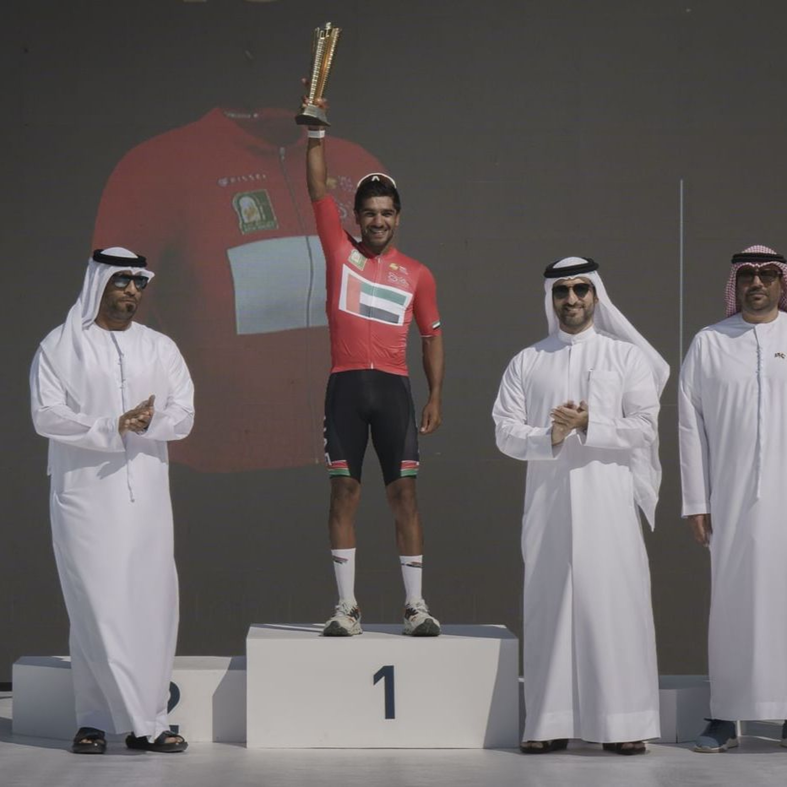 Winners UAE National Team cyclist, Rashid Al Balushi and Emirati cyclist Abdullah Jassim Al Ali thumbnail
