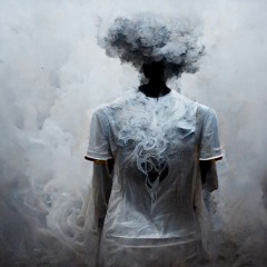 cigarette stains and a white tee