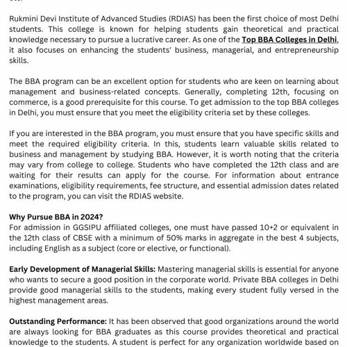 Top Colleges for BBA in Delhi NCR