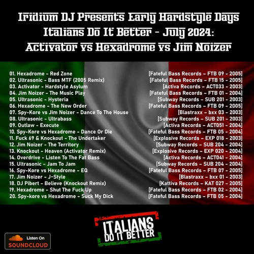 Iridium DJ Presents Italians Do It Better - July 2024: Activator, Hexadrome & Jim Noizer