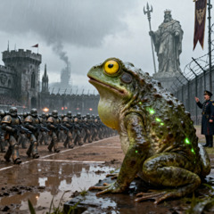 Skatting toad on the sea