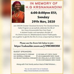 'In Memory of Krsnanandini' by HH Radhanath Swami on 29th Nov 2020