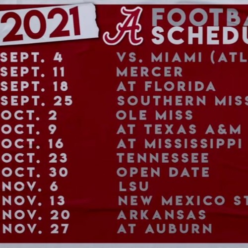 Alabama Football Schedule 2021 / 2020 Football Schedule Wde Jan 02