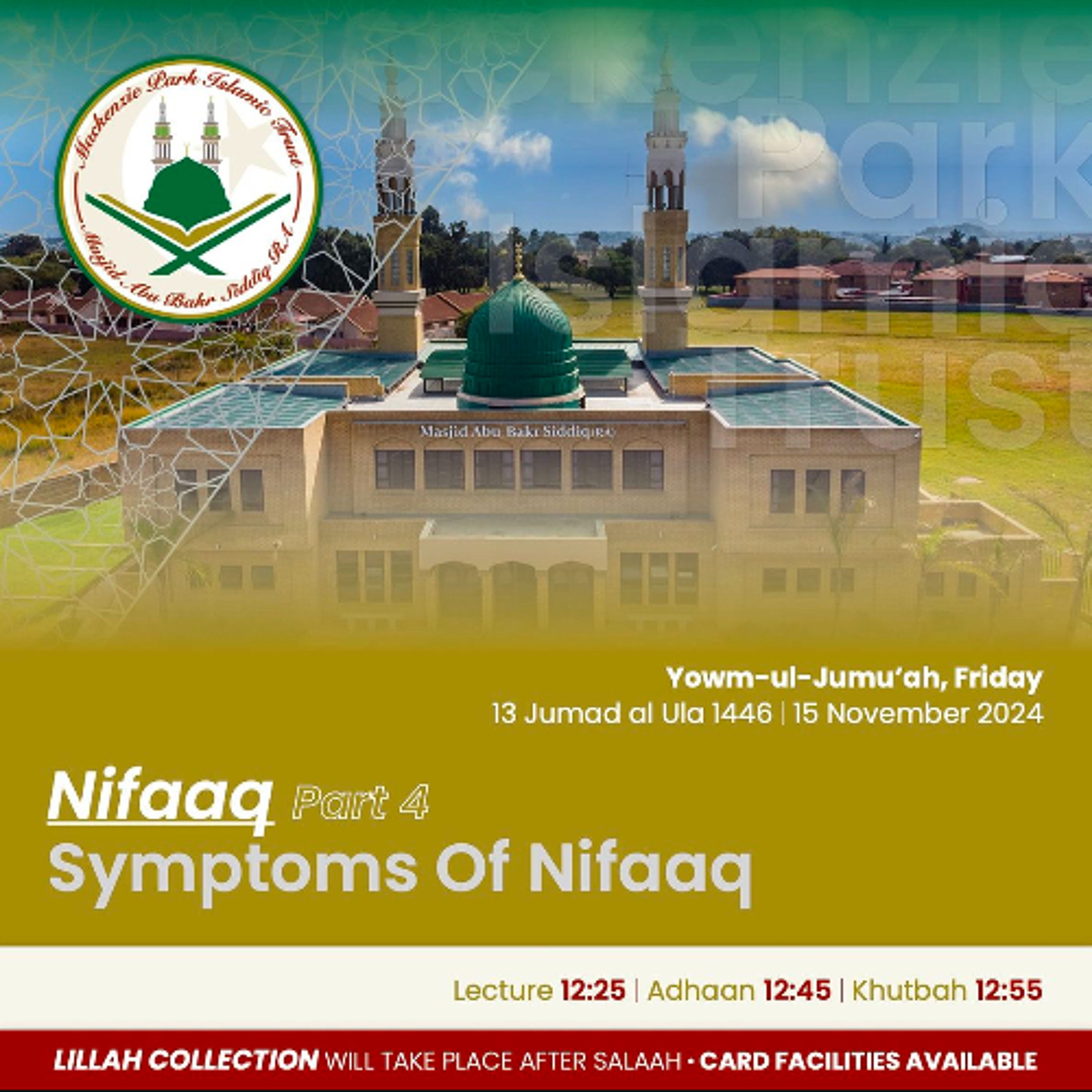 Nifaaq Pt 4 - Hypocrisy in Islaam (15-11-2024) - Jummah Lecture episode artwork
