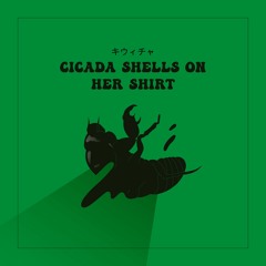 cicada shells on her shirt
