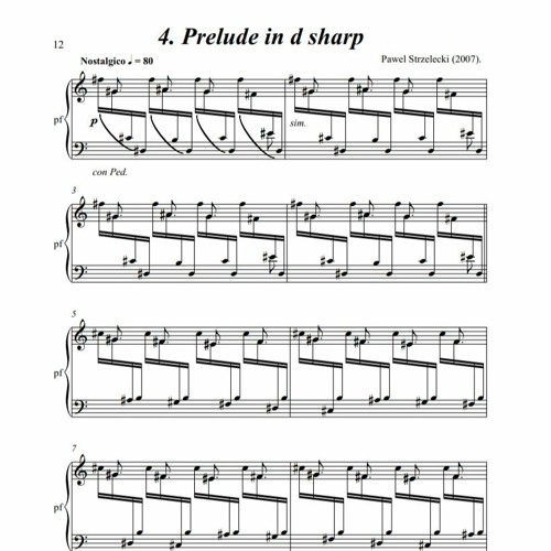 Pawel Strzelecki: 4. Prelude in D sharp (Nostalgico) [12 Preludes for Piano (2007)].
