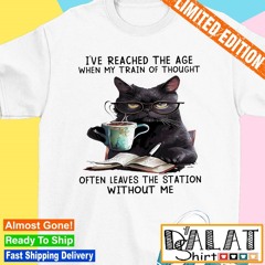 Black cat I’ve reached the age when my train of thought often leaves the station without me shirt