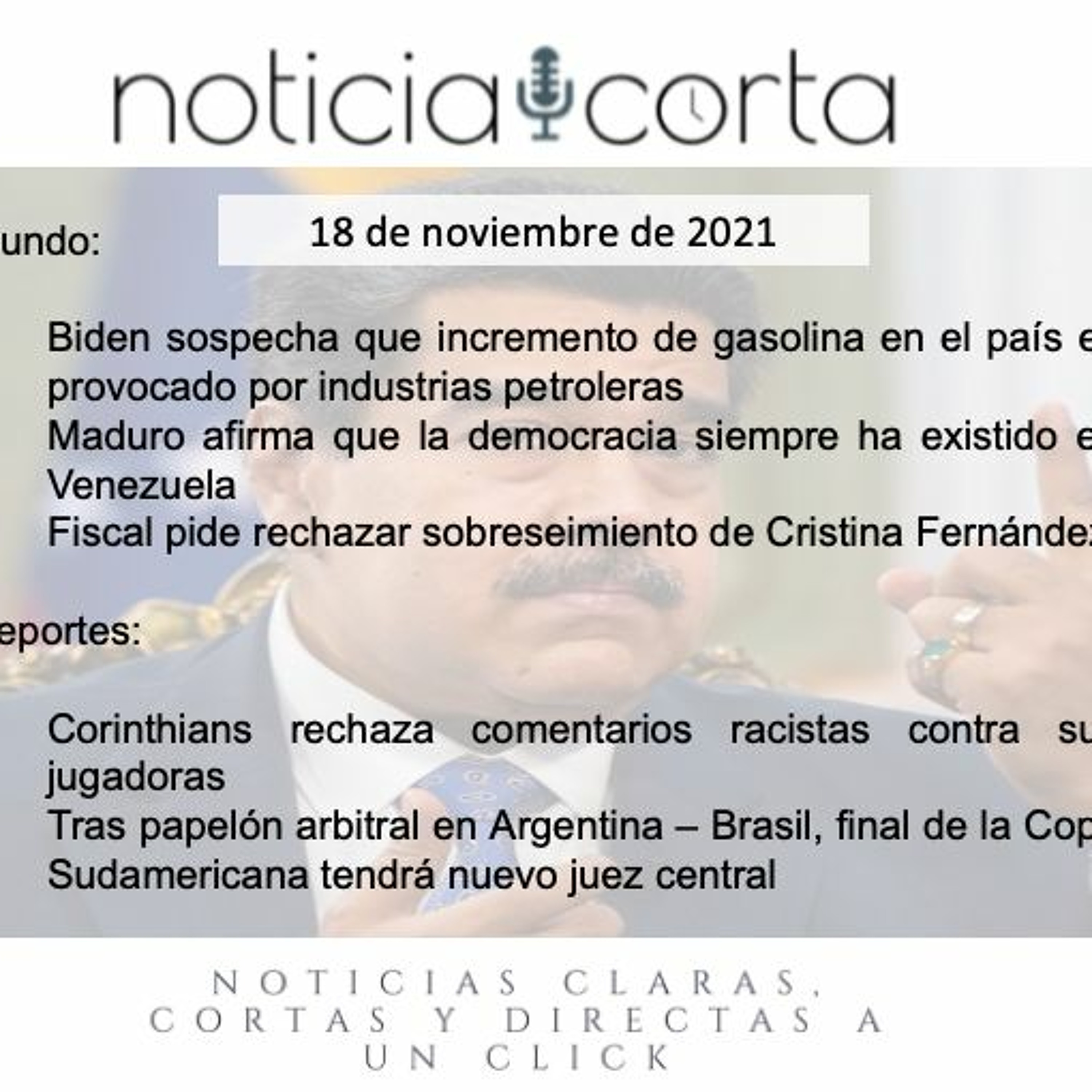 Noticia Corta, Jueves 18 De Noviembre De 2021